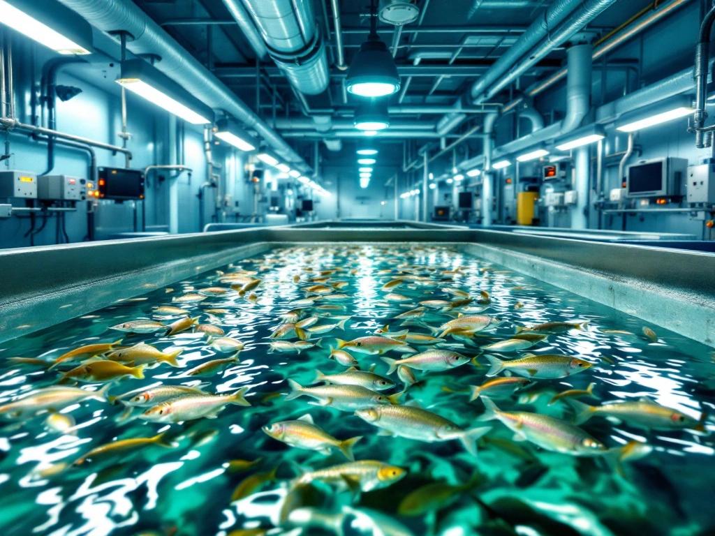 Bassin d'aquacuture remplit de poissons