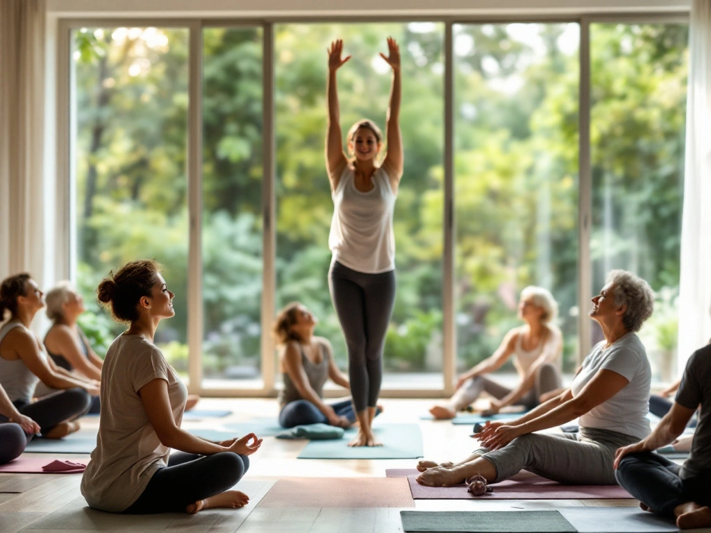 Cours de yoga dans un centre d'ateliers de bien-être