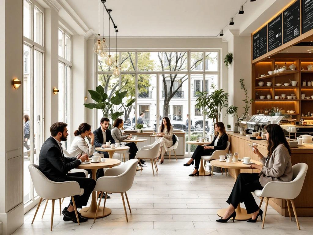 Un salon de thé agréable et lumineux