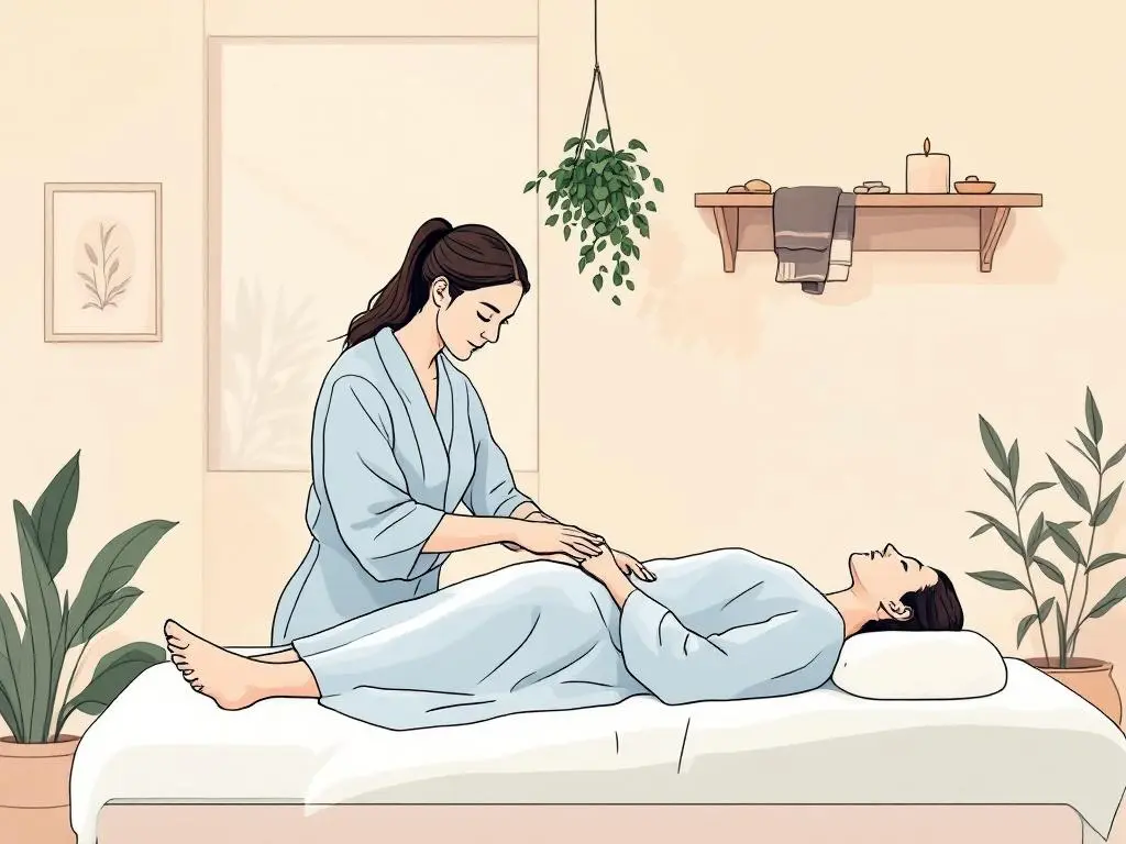 Illustration d'une séance de réflexologie