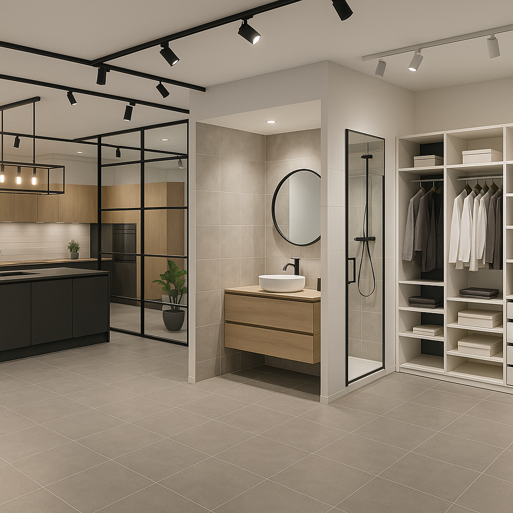 Un showroom cuisine salle de bain et dressing