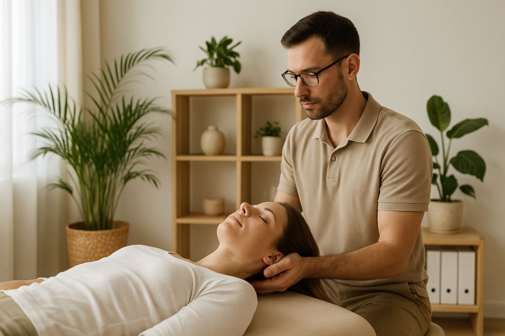 Un somatopathe en consultation avec une patiente