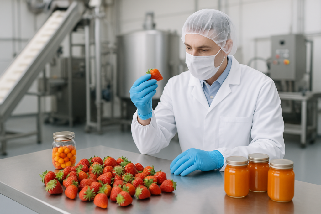Un employé assure une activité de transformation et conservation de fruits