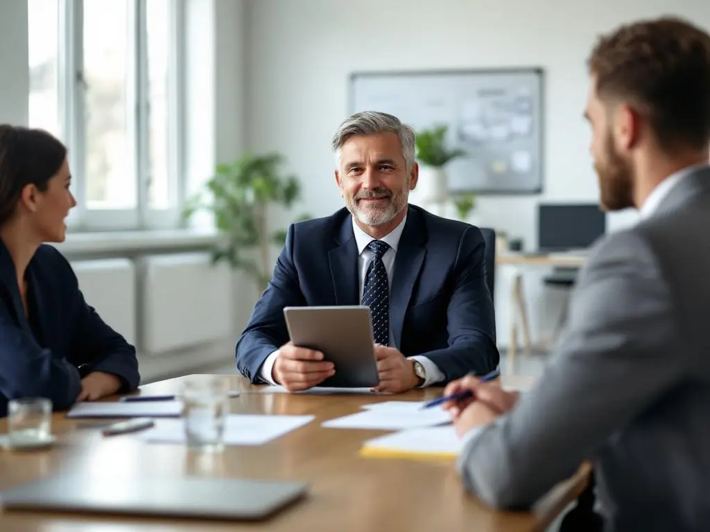 Un intermédiaire du commerce à son bureau
